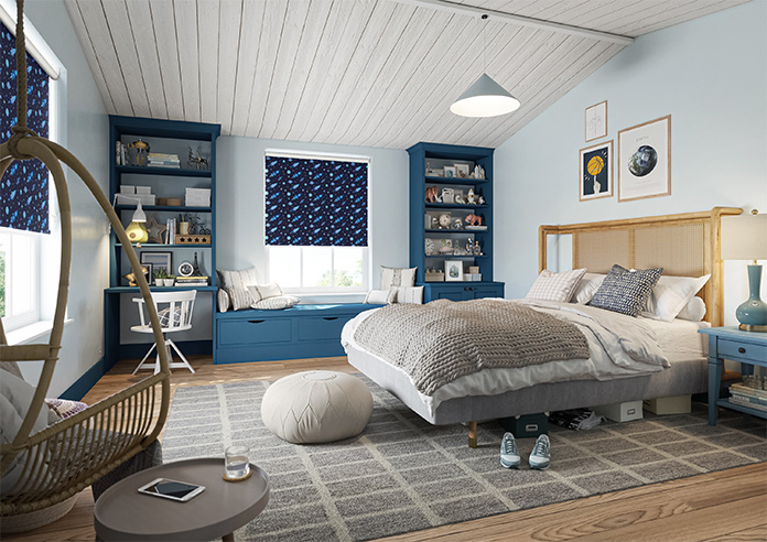 Rocket Adventure, Cosmic Blue - Twist&Fit Roller Blind - Image 7